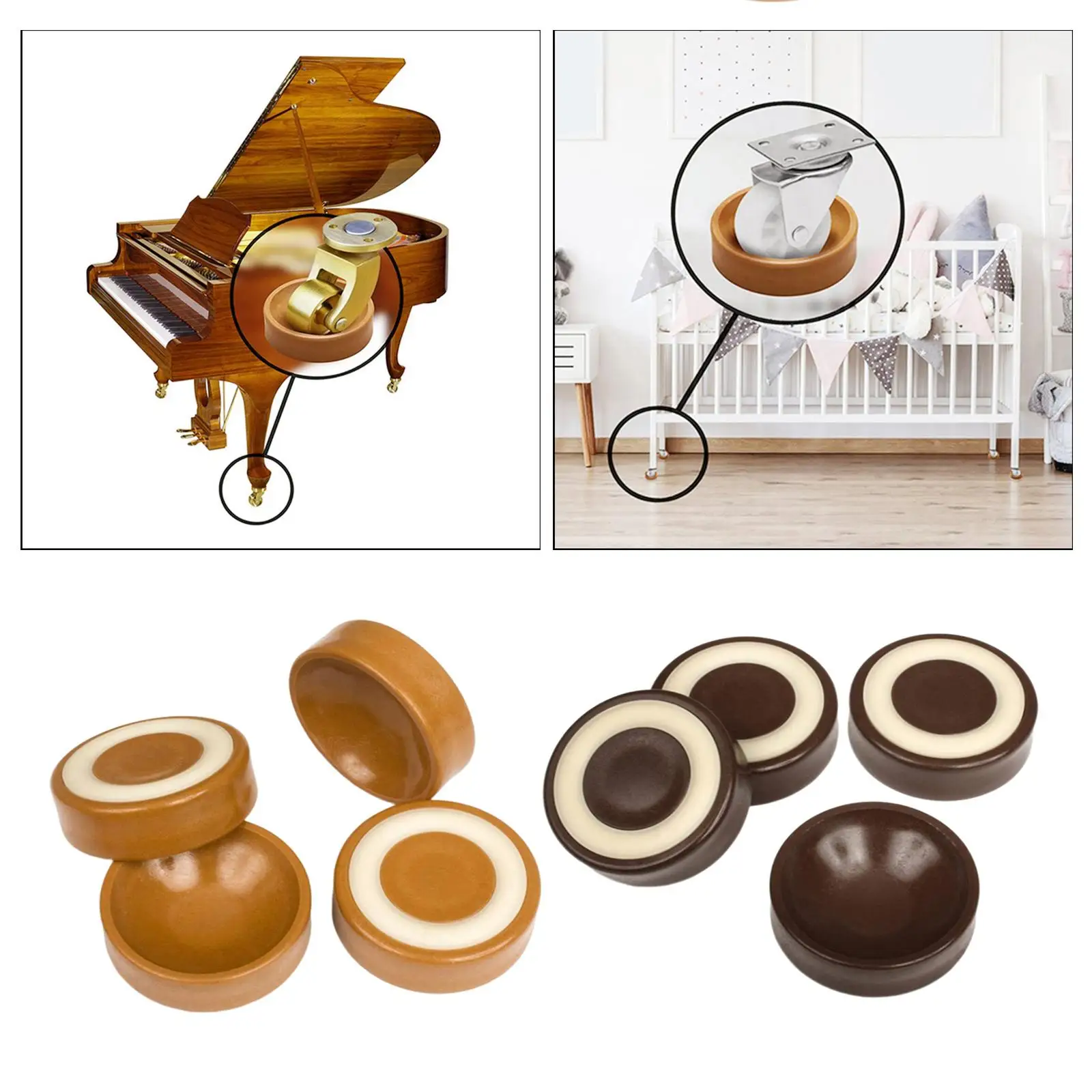

Furniture Cups with Wheels 43mm Round Floor Protectors for, Sofa Beds, Pianos, Cribs