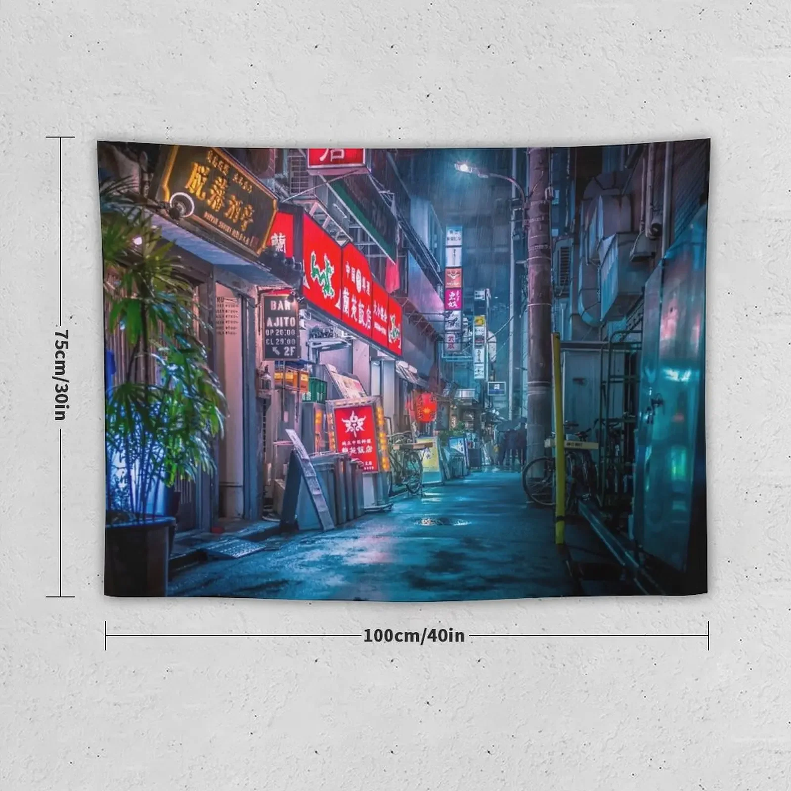 Heavy Rain Over Neo Tokyo Tapestry Room Decorating Aesthetic Decorative Paintings Tapestry