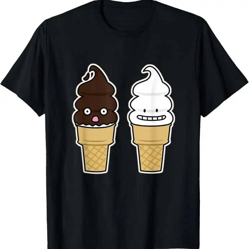 Soft Serve Ice Cream Cone Wafer Waffle Chocolate Vanilla T Shirt