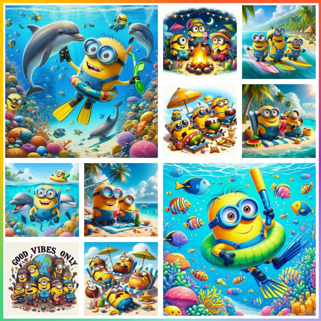 Minions Colorful Cartoon Animation Diamond Painting Mosaic Embroidery Cross Stitch Kit Home Decor 5D DIY Rhinestone Art New Coll