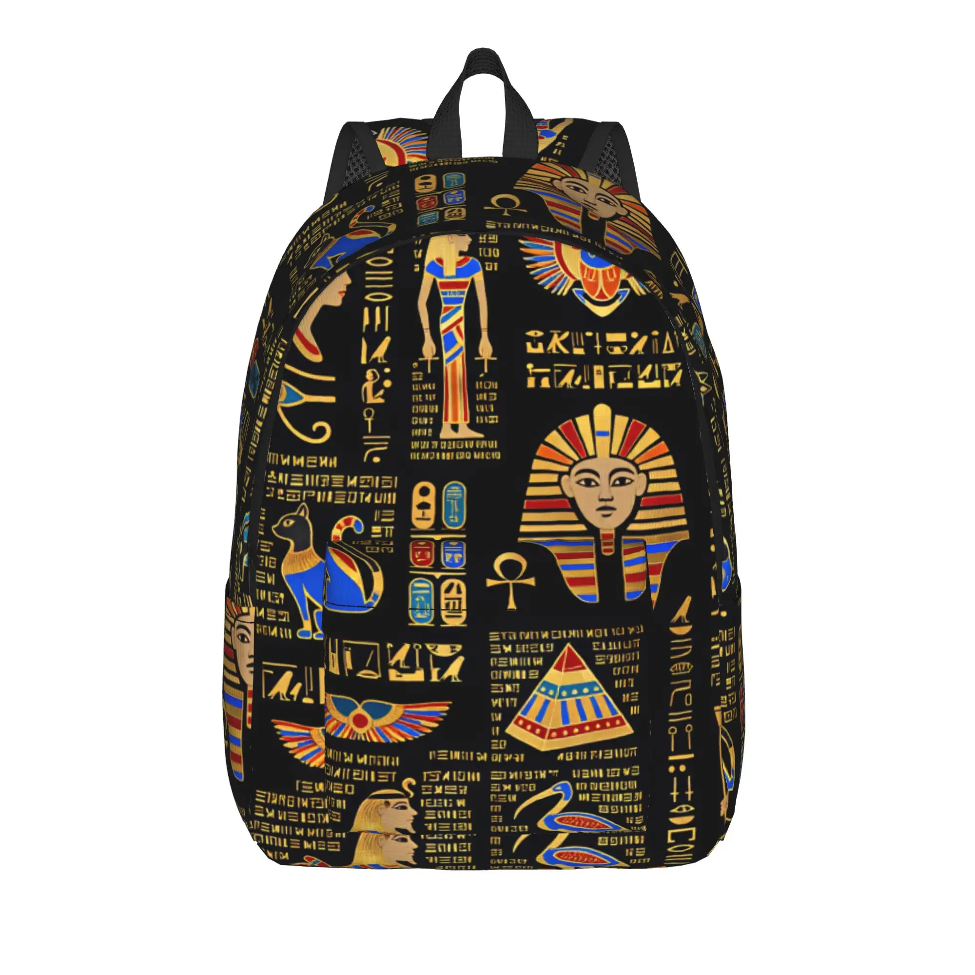 Custom Egyptian Hieroglyphs Deities Backpack Grocery Ancient Egypt Art Boy Cycling Backpacks Large School Bags Rucksack