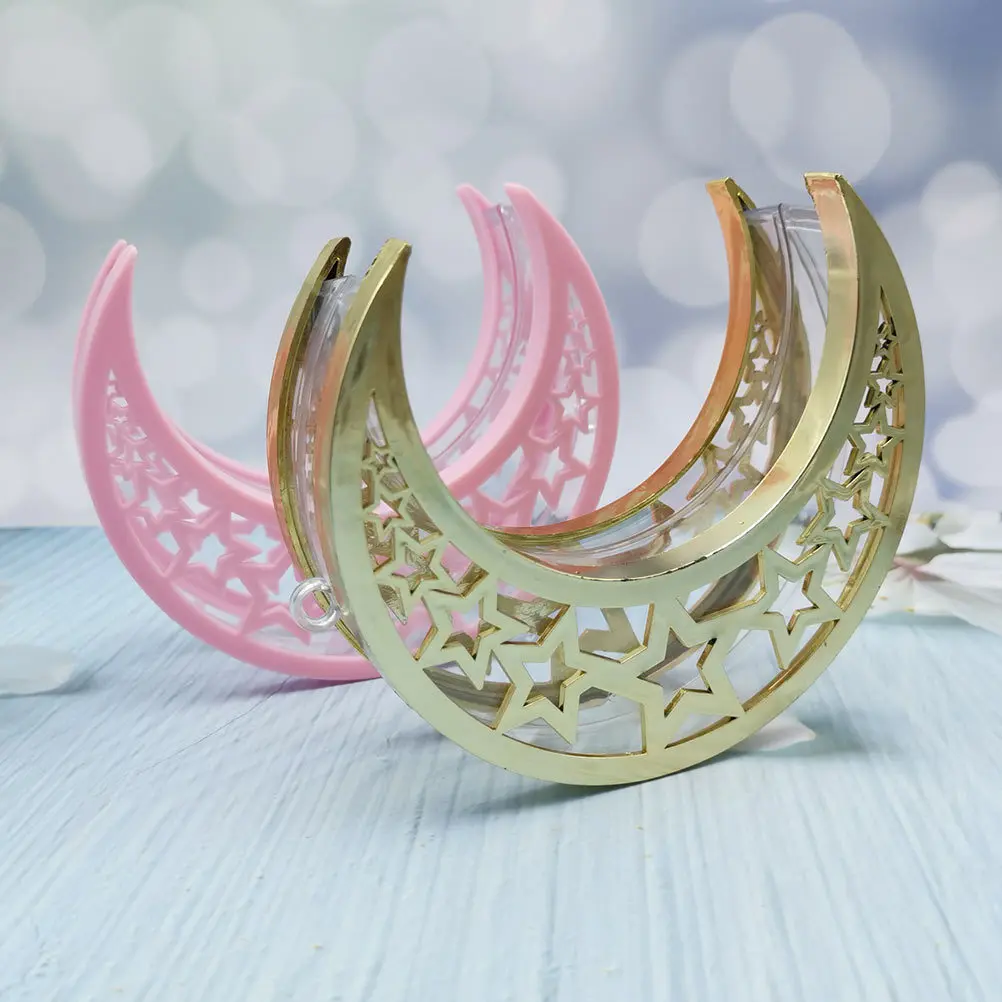 

4Pcs Creative Electroplated Moon Pendants Hollow-Out Candy Box Pendants Wedding Gift Box Decorations Hanging Ornaments