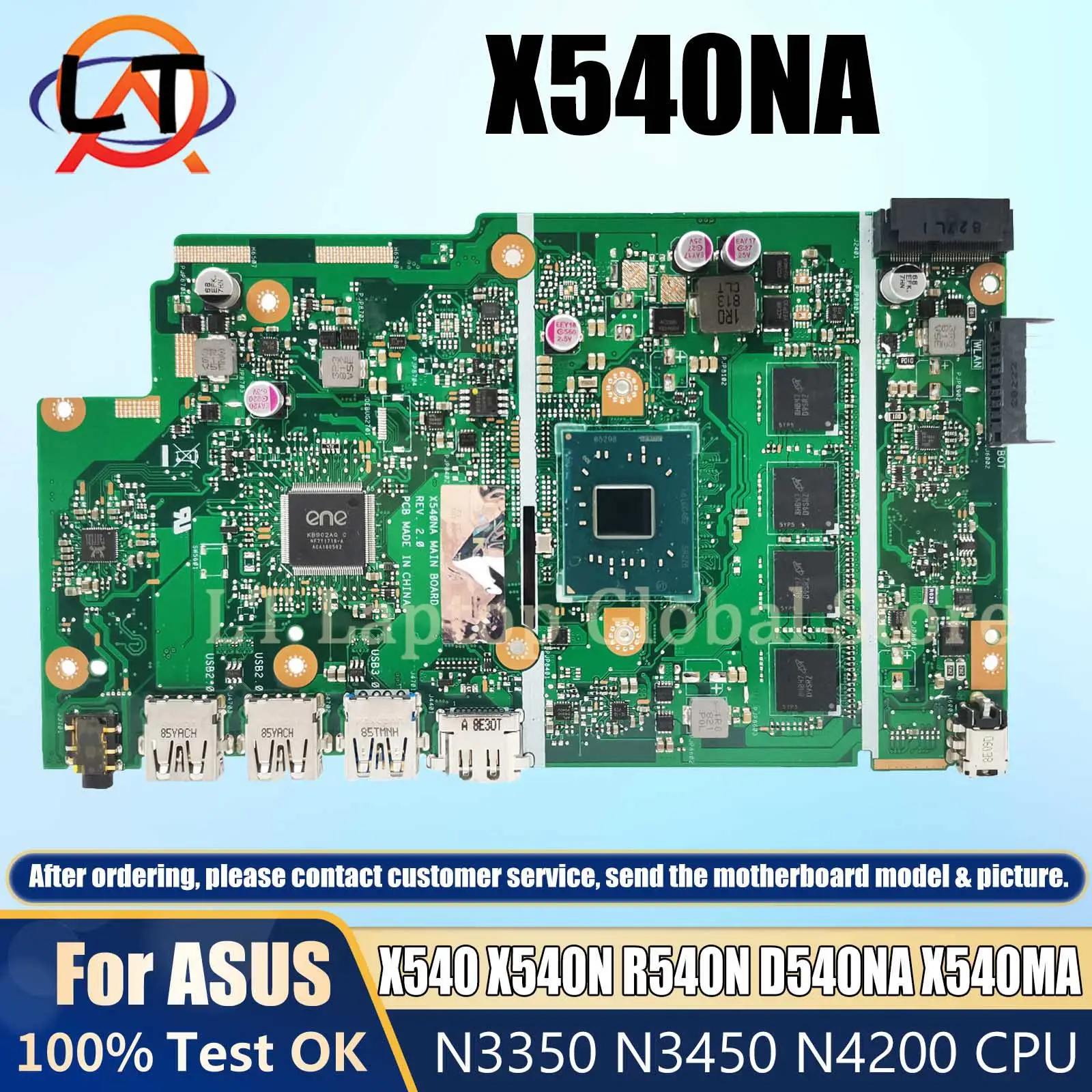 

X540NA Mainboard For Asus X540 X540N R540N D540NA X540MA Laptop Motherboard With N3350 N3450 N4200 CPU 2G/4G/8G-RAM