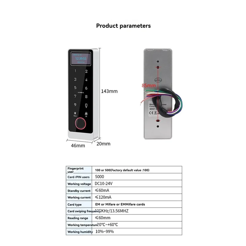 GROCE-Tuya Wifi Smart Door Lock Controller With LCD Screen, Fingerprint IC Card NFC IP67 Waterproof, APP Control