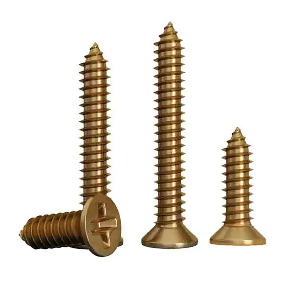 6-80pcs M3M3.5M4 M5 Phillips Flat Head Tapping Wood Screw Brass Cross Recessed Countersunk Head Pointed Tail Self-Tapping Screws