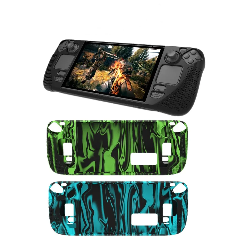 For Steam Deck Host Camouflage Silicone Cover TPU Handheld All Inclusive Silicone Protective Cover with Antiskid Particles