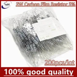200pcs 2W Carbon Film Resistor 5% 0.1R ~ 10M 1.2R 4.7R 10R 33R 100R 330R 1K 2.2K 3.3K 6.8K 10K 22K 47K 100K 1M 100 220 330ohm