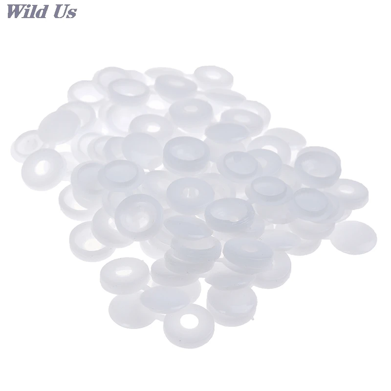 50pcs Car White Hinged Cover Cap Number Plate Fitting Fixing Self Tapping Screw For License Plate