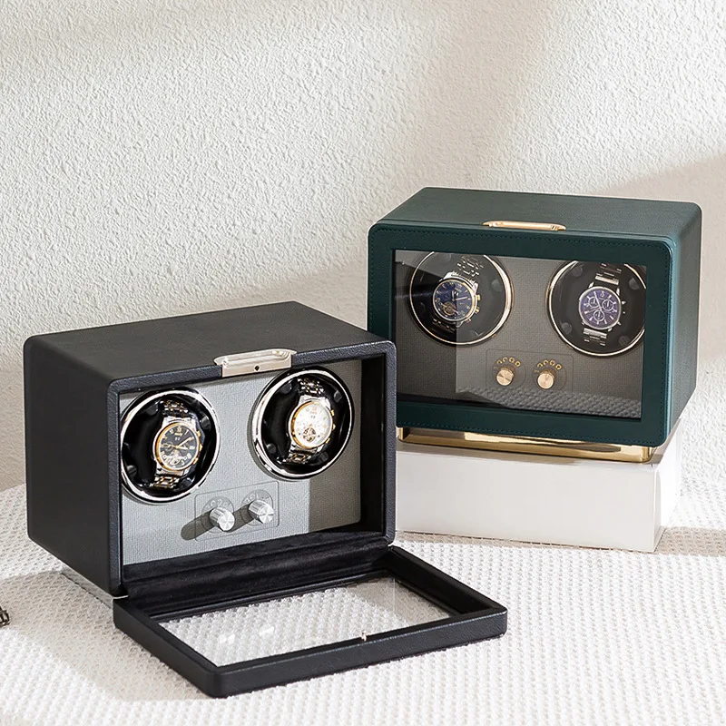 Automatic Watch Winder Box 2 Slots Luxury Watch Storage Boxes Showcase Mechanical Watches Rotating Box Winding Drive Display