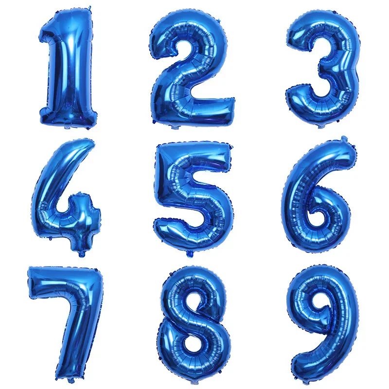 1 szt. 32-calowy balon foliowy Numer 0 1 2 3 4 5 6 7 8 9 Chłopcy Dziewczynki Urodziny Impreza Głęboki Błękit Balony Zaopatrzenie Imprezy