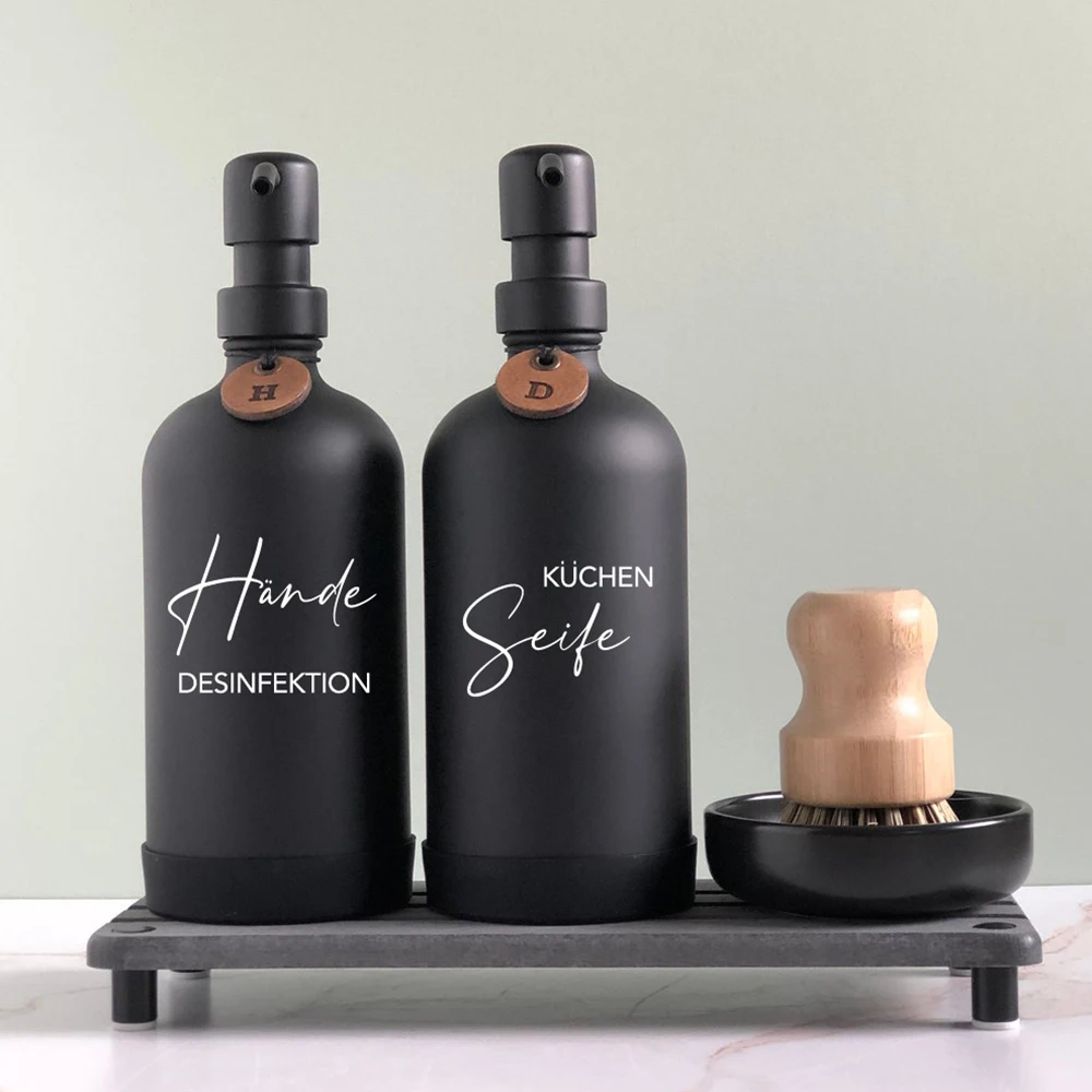 German Inscription Soap Dispenser Washing-up Liquid Vinyl Sticker Detergent Dispensers Label Decals Waterproof Removable Decal