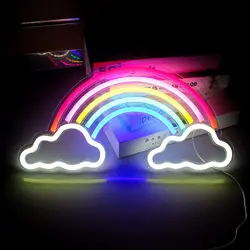 Rainbow+Cloud Neon Sign LED Light for Bedroom Hanging Wall Party Christmas Decoration Colorful Night Light Neon Bulb USB Power