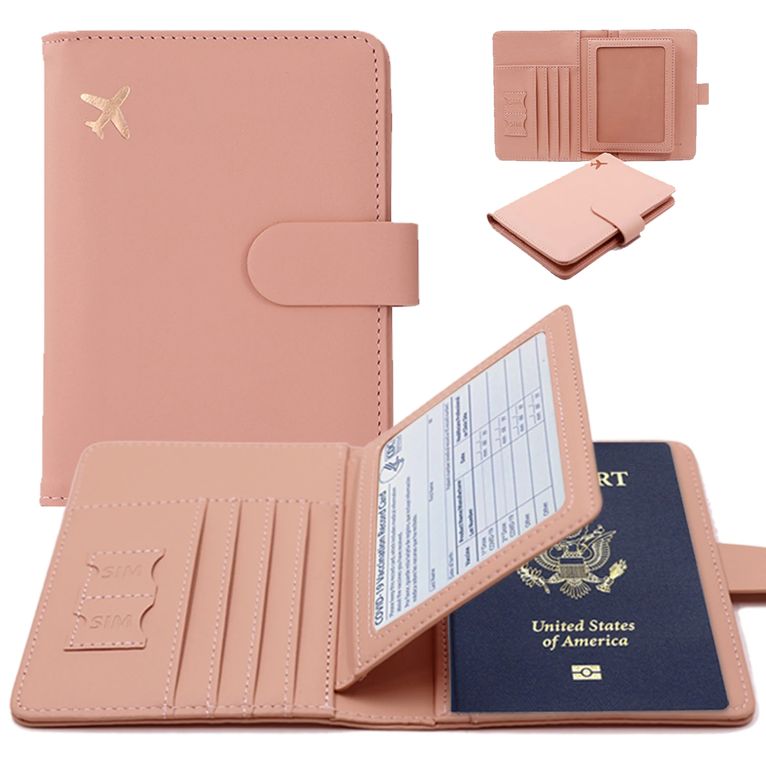 Funda de pasaporte RFID, soporte multifuncional para pasaporte, billetera para identificación, tarjetero de crédito, billetera de viaje, accesorios