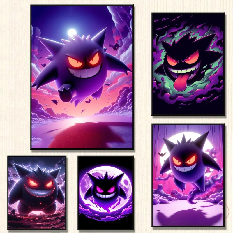 

Canvas Poster Pokemon Gengar Living Room Picture Print Wall Modular Print Gift Classic Comic Picture Children's Action Doll