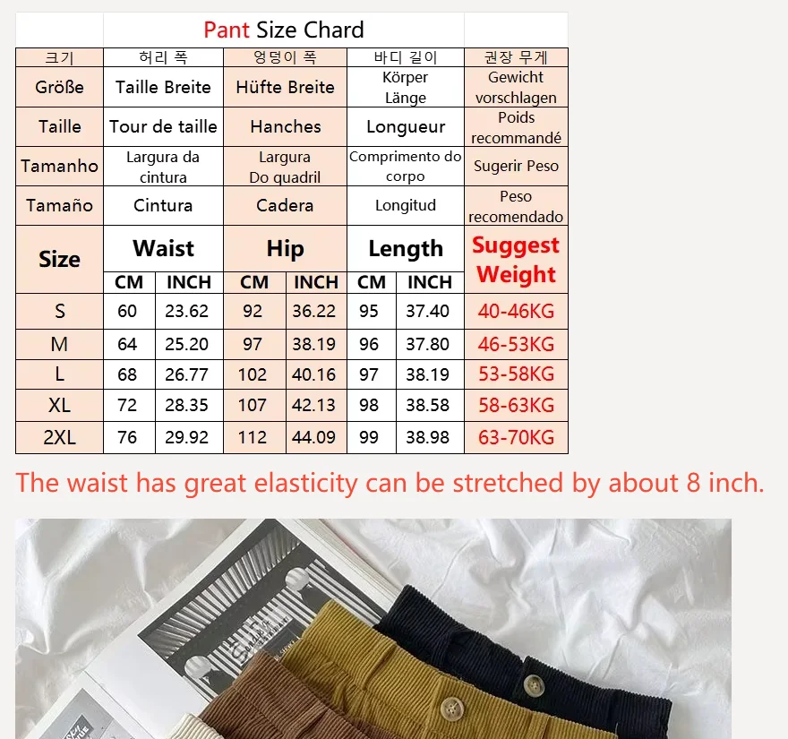 Vintage Corduroy Women Pants High Waist Coffee Wide Leg Pants Fall Casual Korean Office Ladies Trousers New