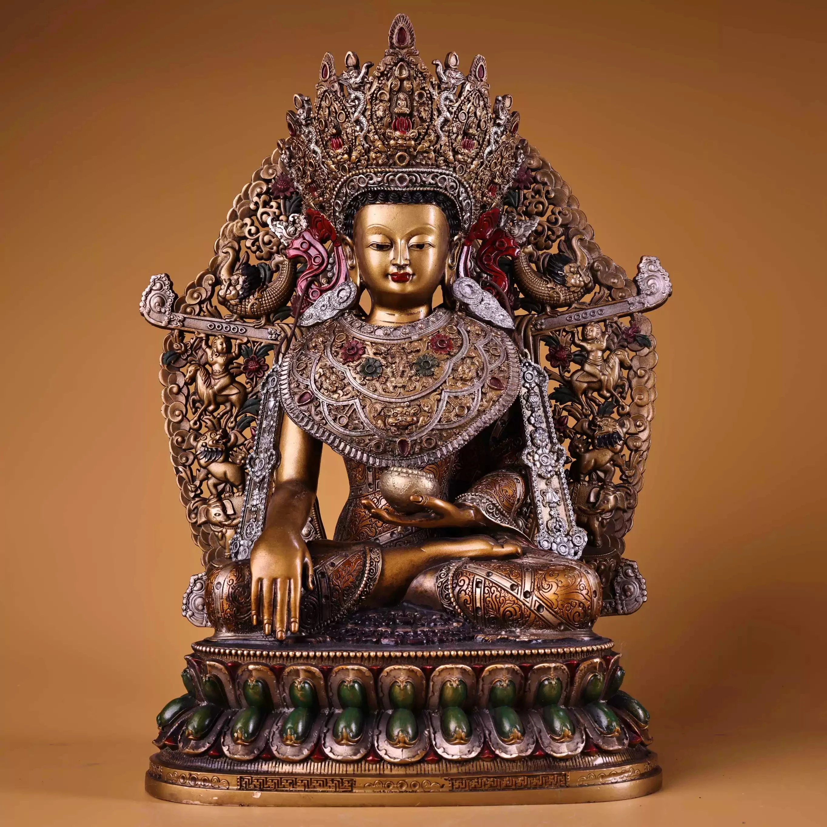 Antique Old Painted Gilt Jowo Shakyamuni Buddha Statue Serene Face Heavy Patina Fine Craftsmanship Home Decor
