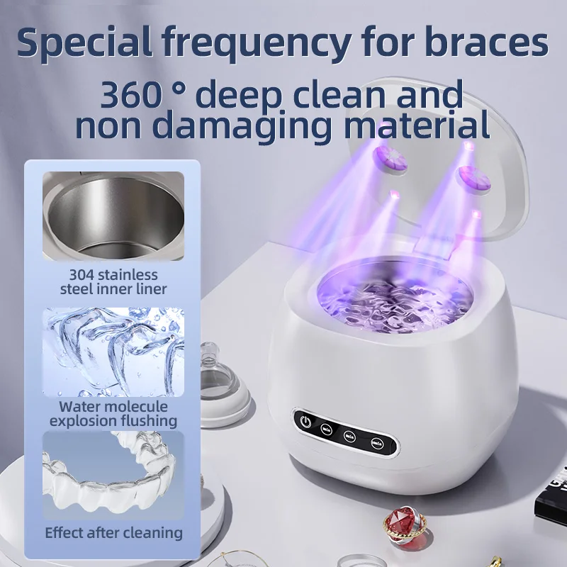 Ultrasonic Cleaner With UV Light For Household Jewelry Denture Invisible Brace Small New Model