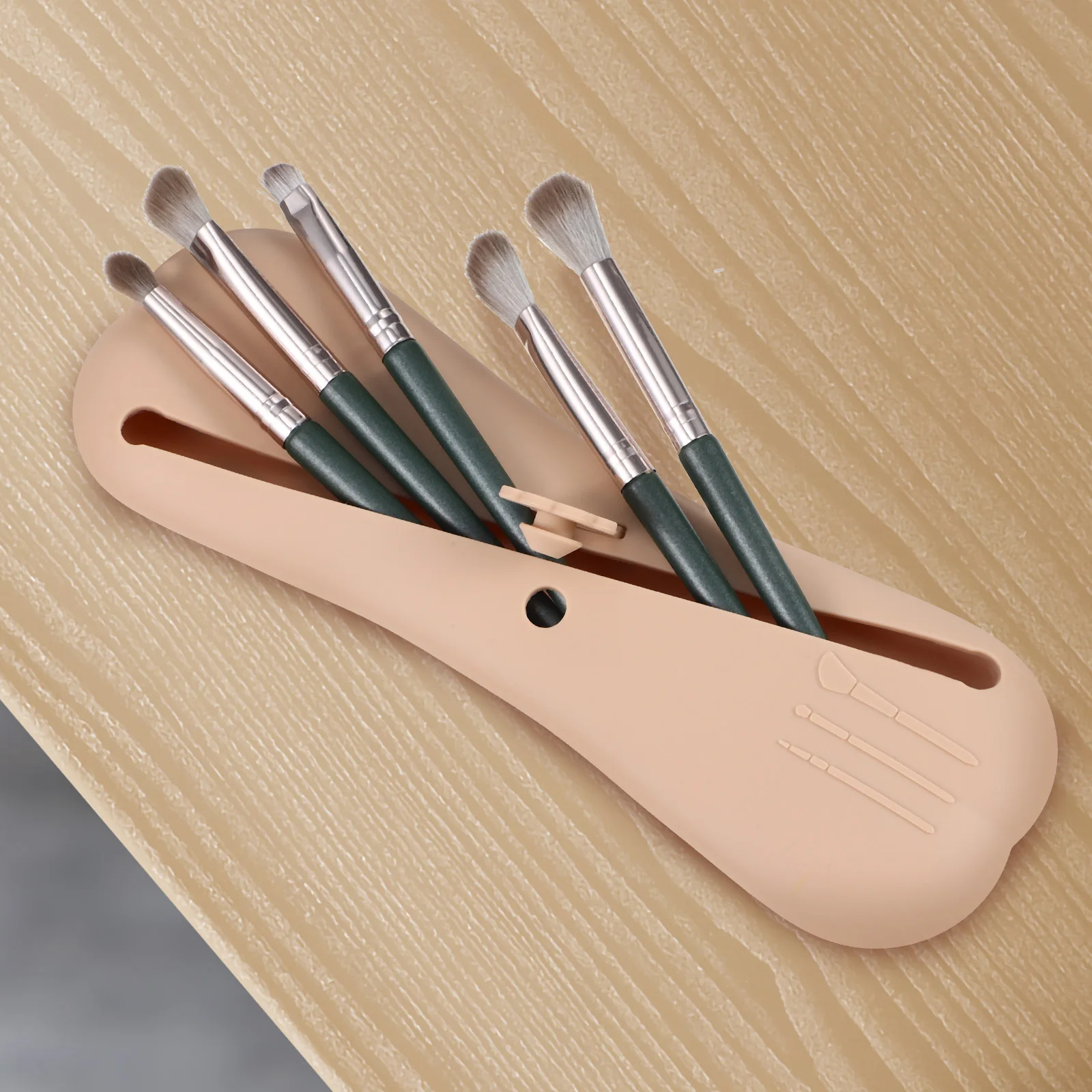 

2 Pcs Brush Storage Holder Pink Coffee Silicone ganizer Bag for Brush Holder Travel Silicone Case Travel