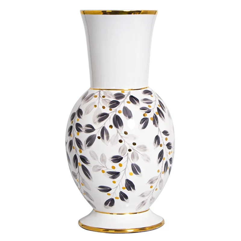 

Modern Luxury Floral Home Decor European Style Living Room Foyer Desktop Vase Decoration Large Hand-painted Ceramic Vase