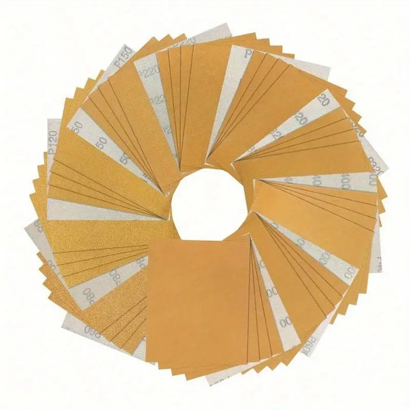 14 Sheet Palm Sander Sandpaper 50pcs Variety Pack 60 to 800 Grit for Wood 55x45 Inch Gold