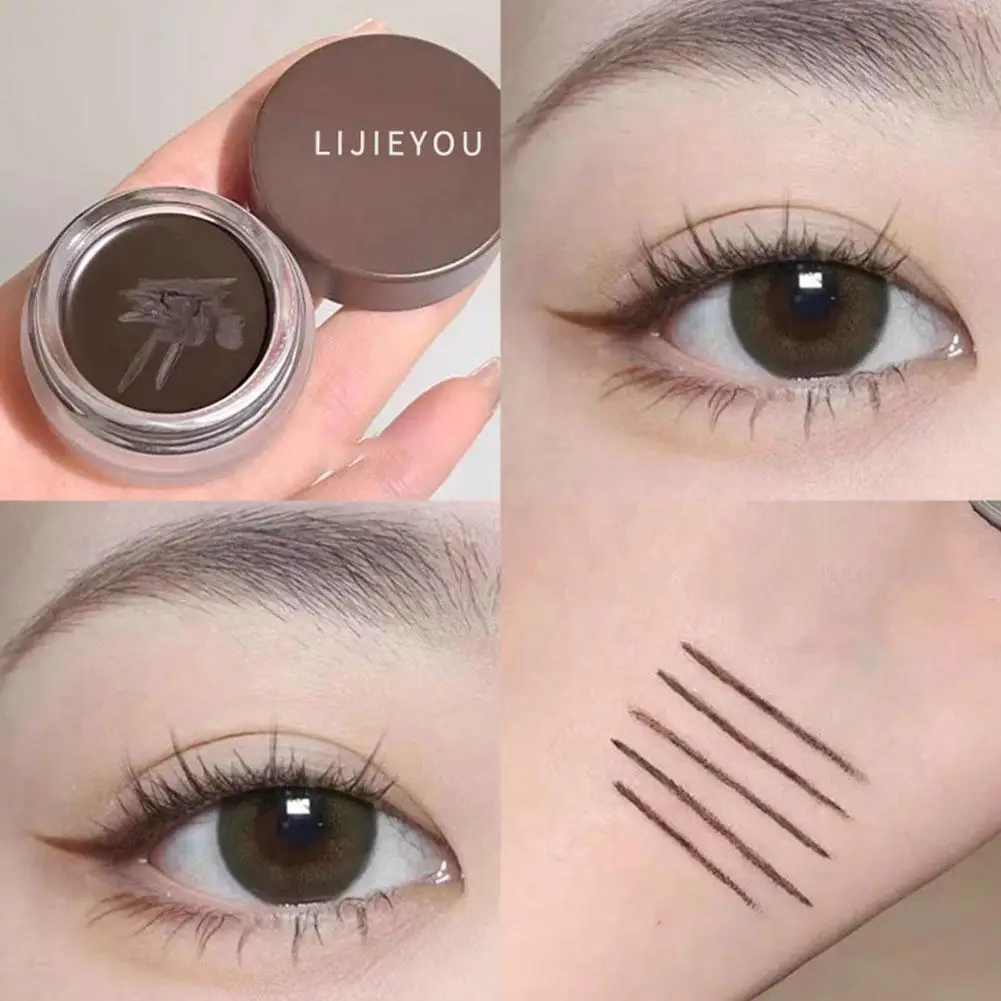 Czarny/brązowy klej do eyelinera z pędzelkiem Wodoodporny, szybkoschnący, długotrwały, niebrudzący, kolorujący eyeliner w kremie do brwi Q7A1