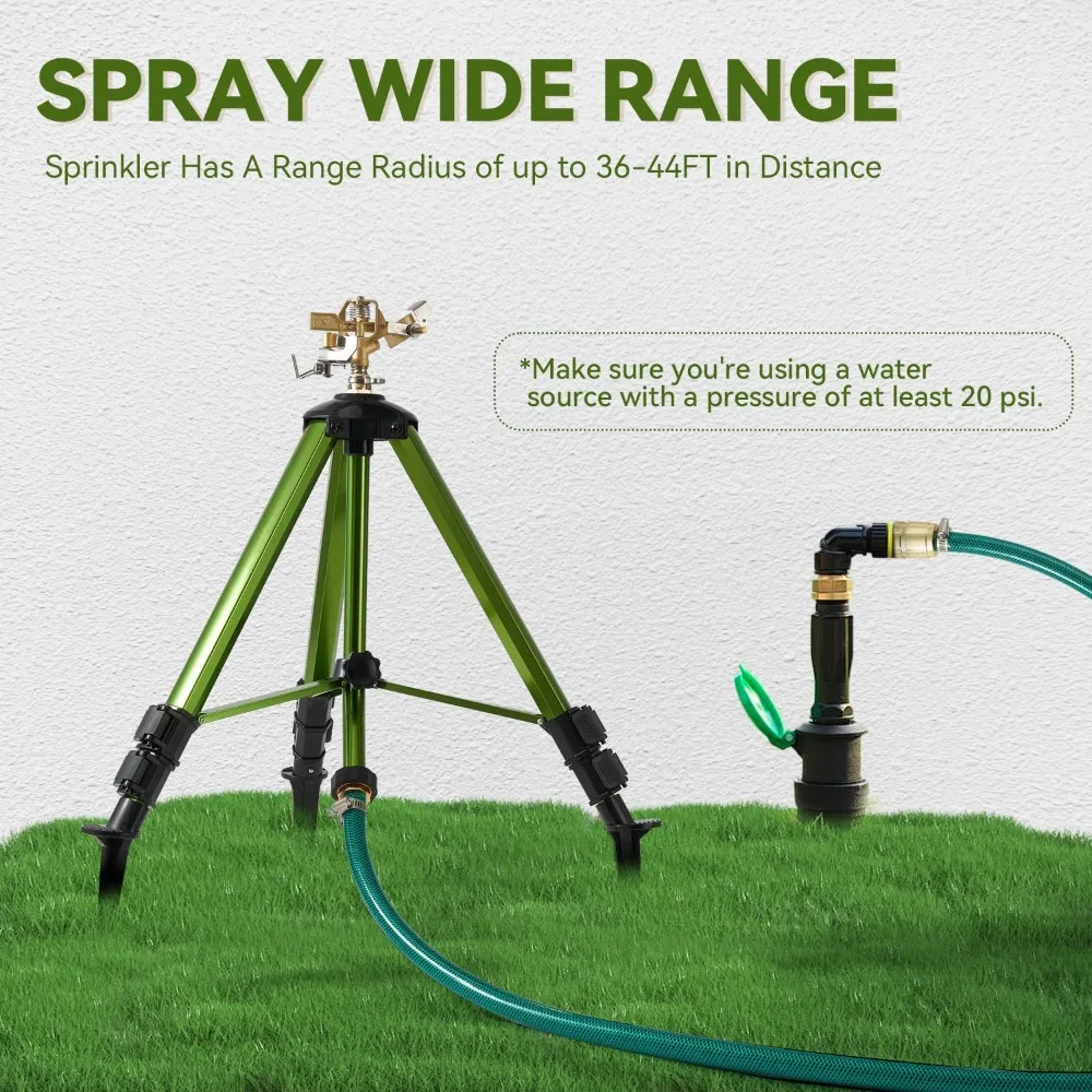 2-piece yard tripod sprinkler, heavy-duty brass sprinkler, 270 degree large-area irrigation, 3/4-inch connector sprinkler