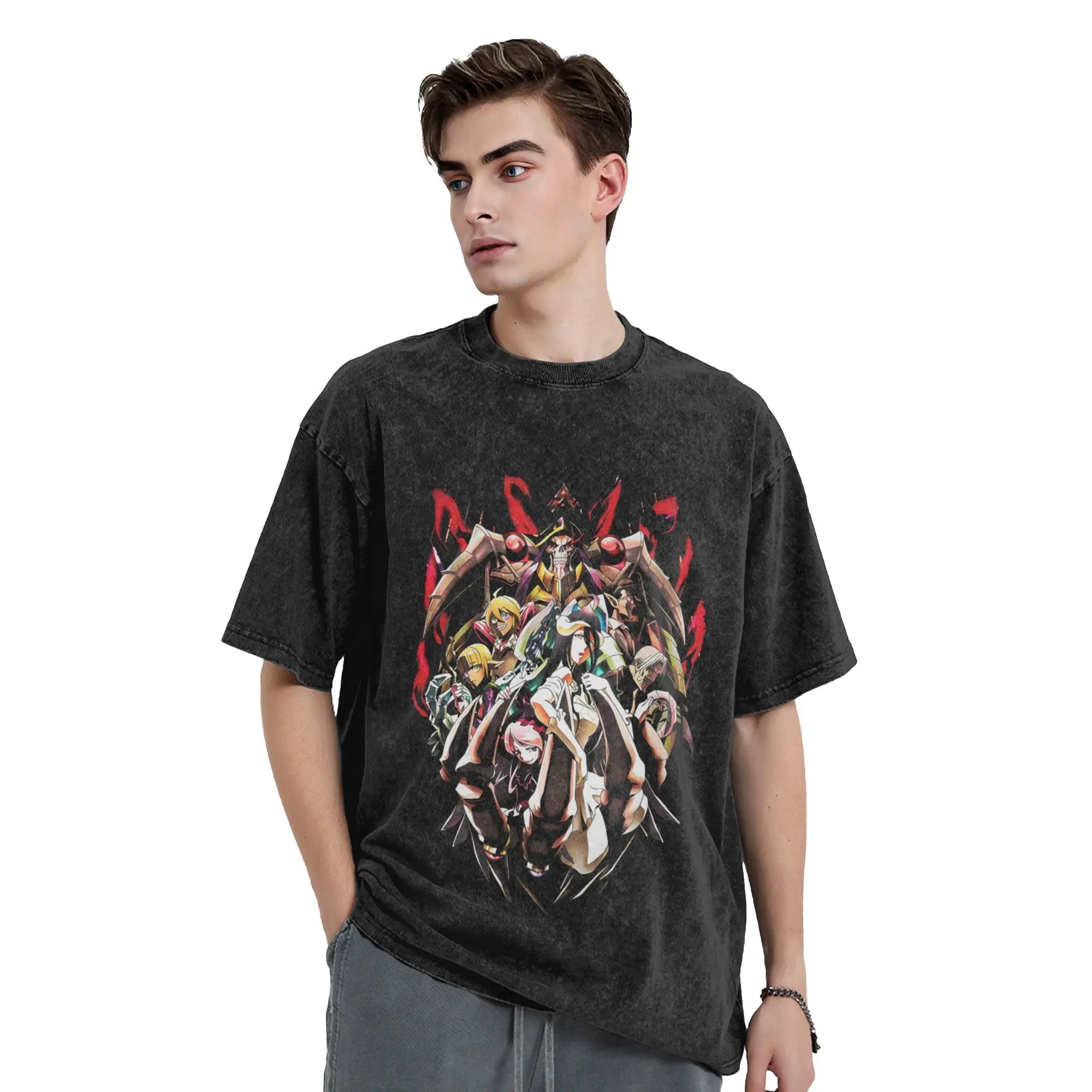 Men's Overlord Anime T-Shirts  Tees Beach Aesthetic Short-Sleeved T-Shirt Crewneck Hip Hop Custom DIY Tee Shirt Dropshipping