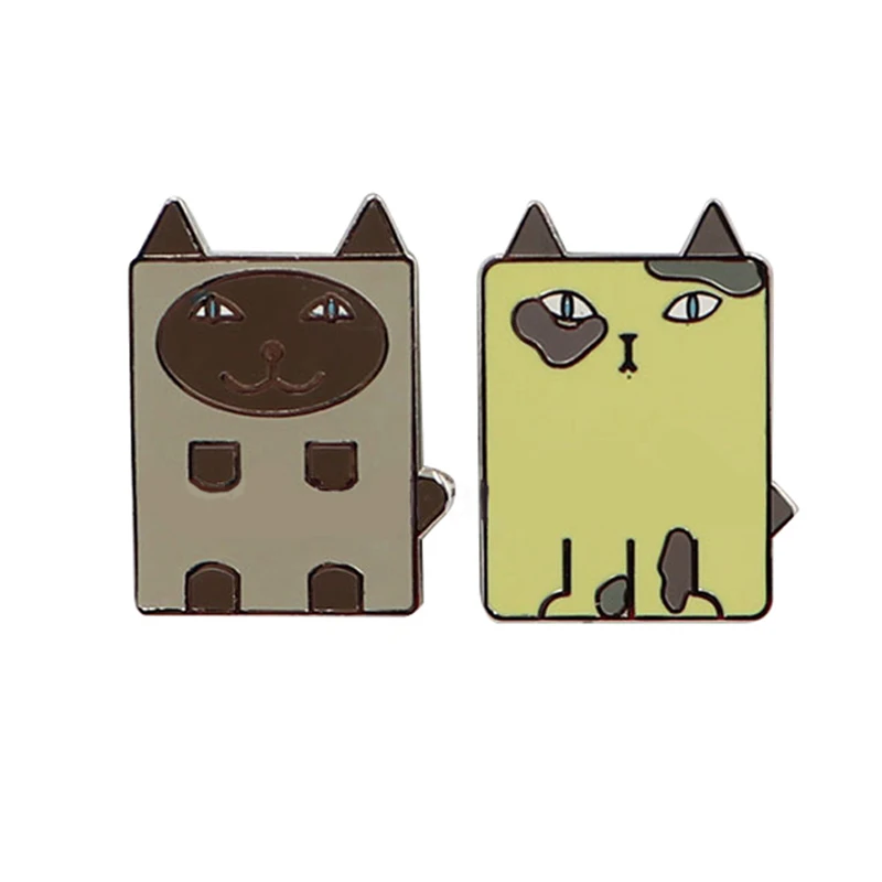 Customize little square cat yellow and gray color Lapel Pin Wholesale Manufacturer Hard enamel craft trading /OEM Service Badge