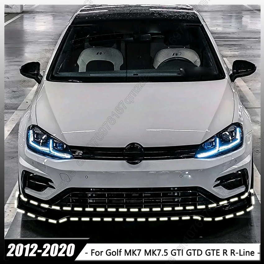 

3PCS Maxton Style Front Bumper Splitter Lip For Golf MK7 MK7.5 GTI GTD GTE R R-Line 2012-2020 Bumper Diffuser Guard Cover