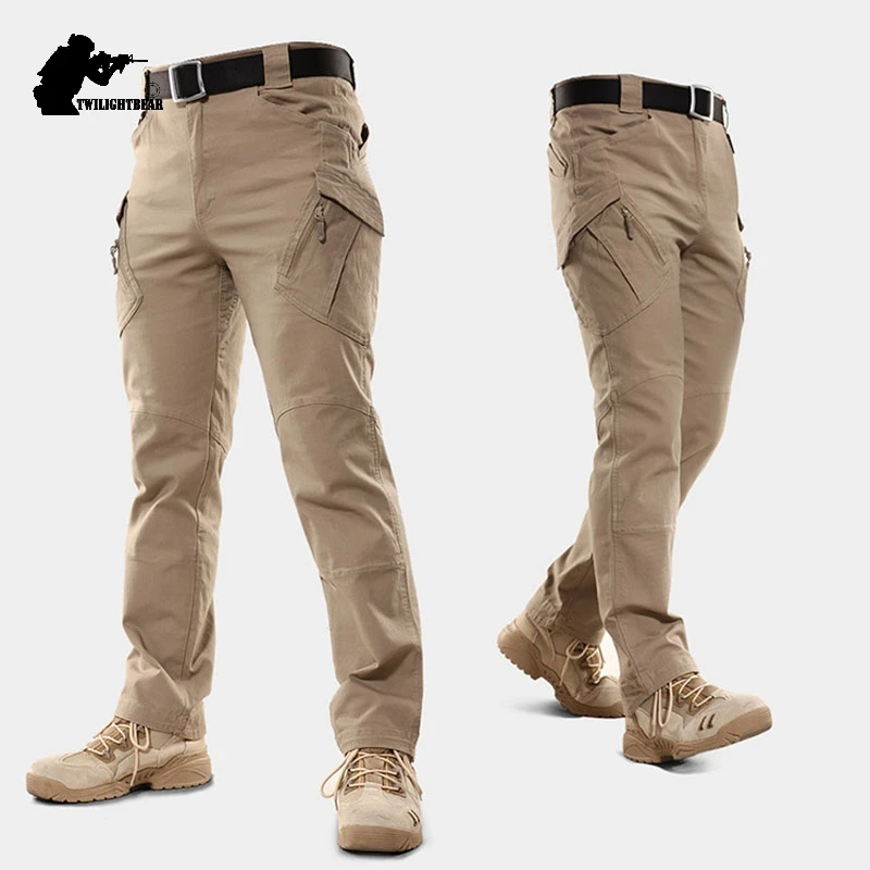 IX7/IX9 pantaloni tattici da uomo elasticizzati Multi tasche pantaloni Cargo pantaloni Casual in cotone abbigliamento uomo tuta elastica pantaloni