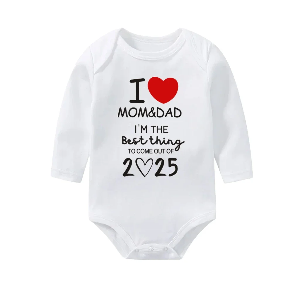 I LOVE MOM & DAD I\'m The Best Thing To Come Out of 2025 Baby Romper Newborn Summer Jumpsuit Outfit Infant Long Sleeve Bodysuit