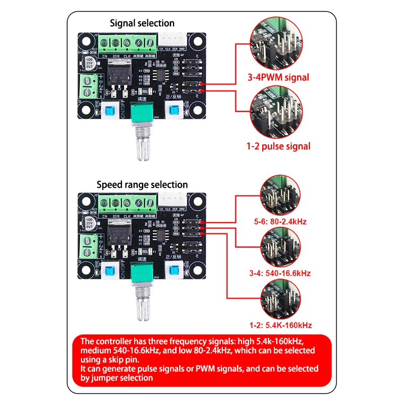 PWM Pulse Signal Generator Speed Control Module Board DC 12V-24V Stepper Motor Driver Drive Controller