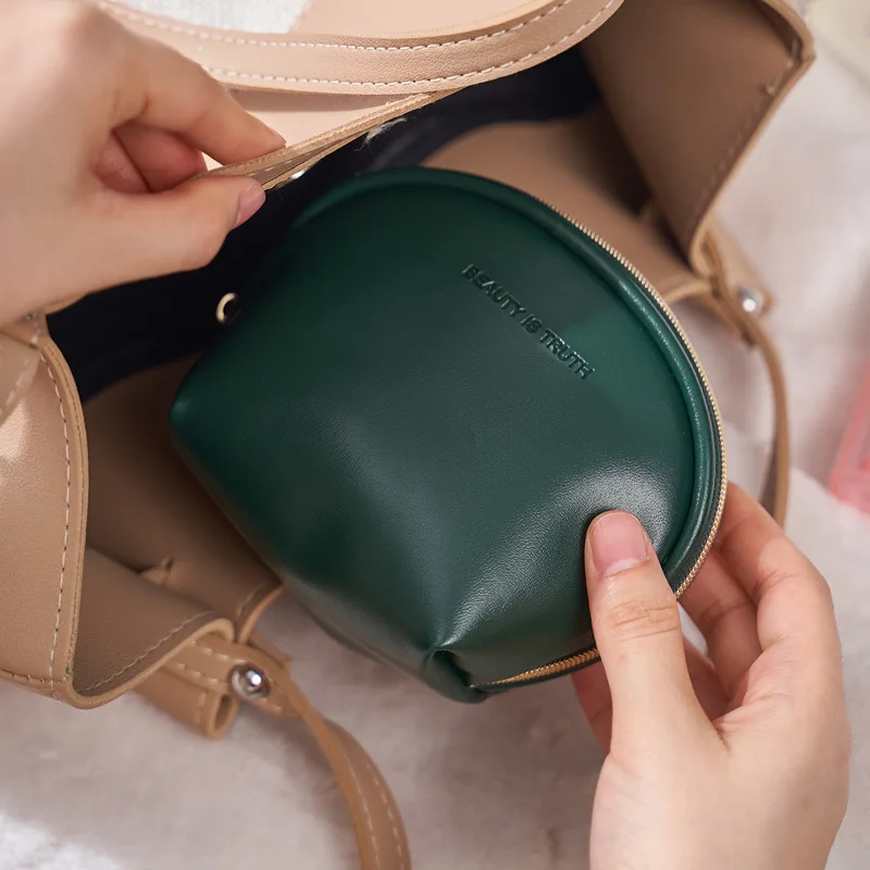 PU Couro Mini Maquiagem Bolsa Cosmética À Prova D' Água Batom Bag Beauty Case Neceser Organizador Portátil Wash Zipper Purse