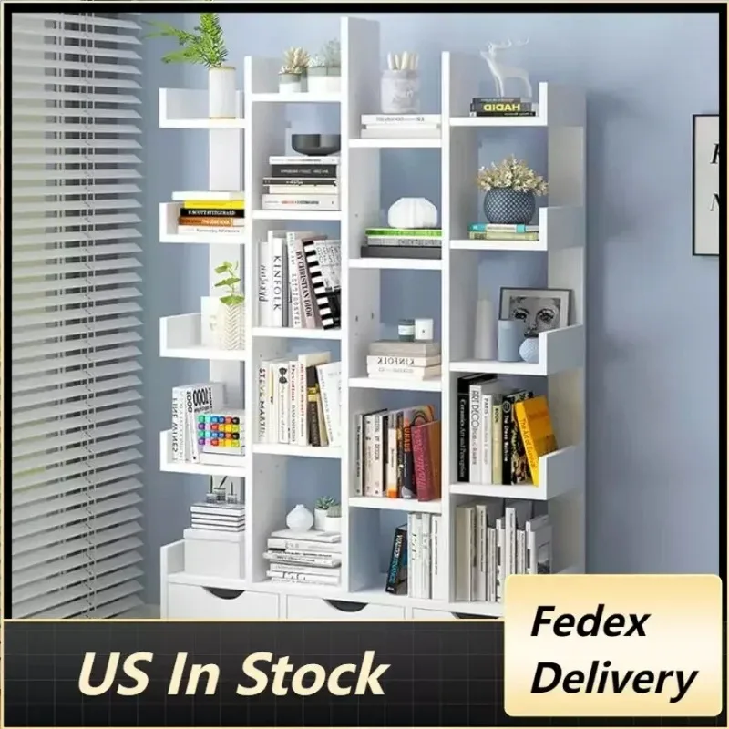 

Bookcase 20-Open, Standing Bookshelf 6-Tier with 3 Drawers Storage Organizer, Stylish Book Shelves Display Shelf