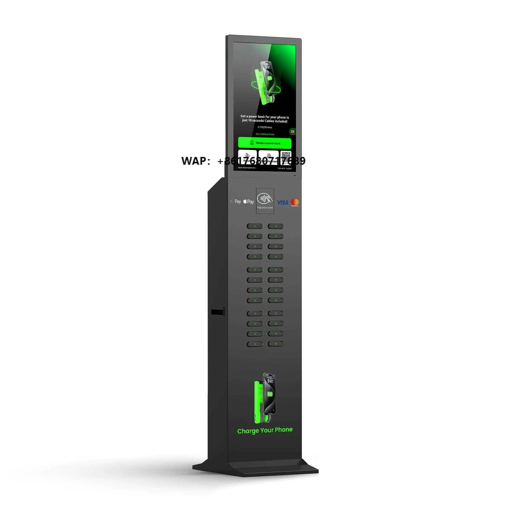 24-Slot Shared High Capacity Touchscreen Built-in POS Card Payment Function Mobile Phone Charging Power Station Fast Charging