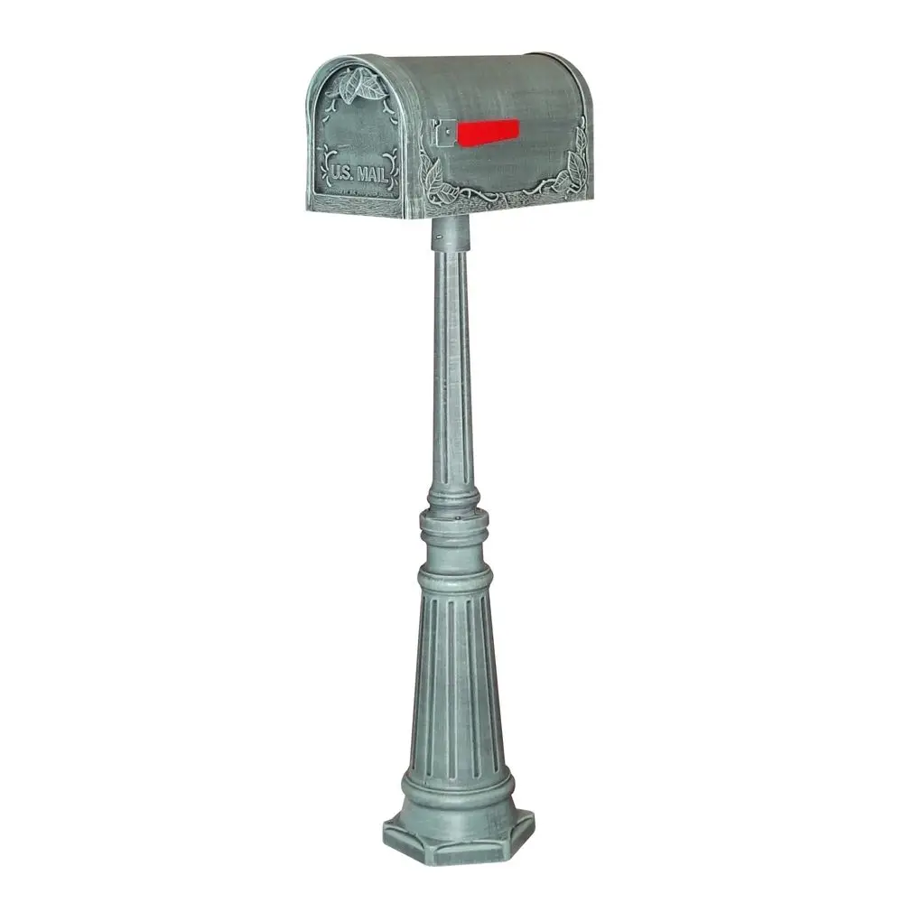

Lite Floral Curbside Mailbox with Tacoma Post Verde Green Aluminum Mailbox with Post SCF1003SPK591VG