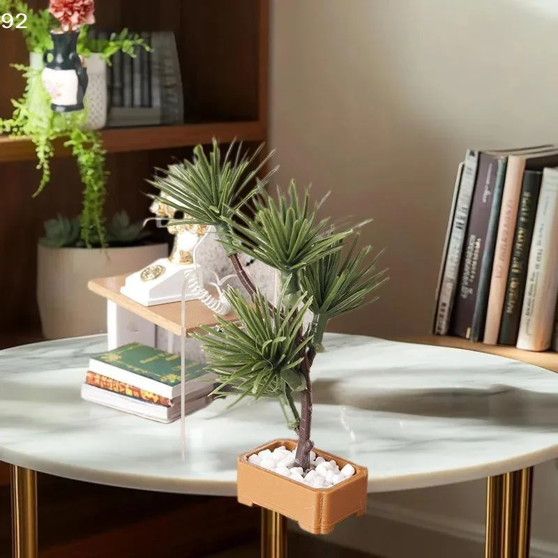 

1Pc Petite Landscape Gardening Bonsai Adorn 1/12 Dollhouse Simulated Pine Foliage Plant Model Scene Embellishment