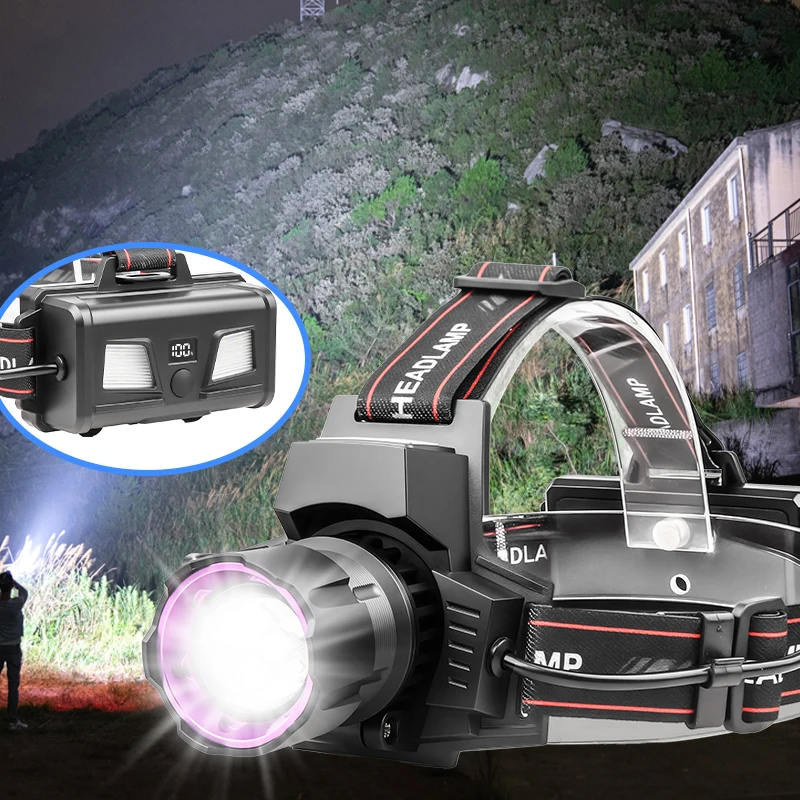 2 في 1 الأبيض الأشعة فوق البنفسجية كشافات 395NM الأشعة فوق البنفسجية زوومابلي LED المصباح USB شحن الشعلة في الهواء الطلق الطوارئ الأشعة فوق البنفسجية التخييم مصباح