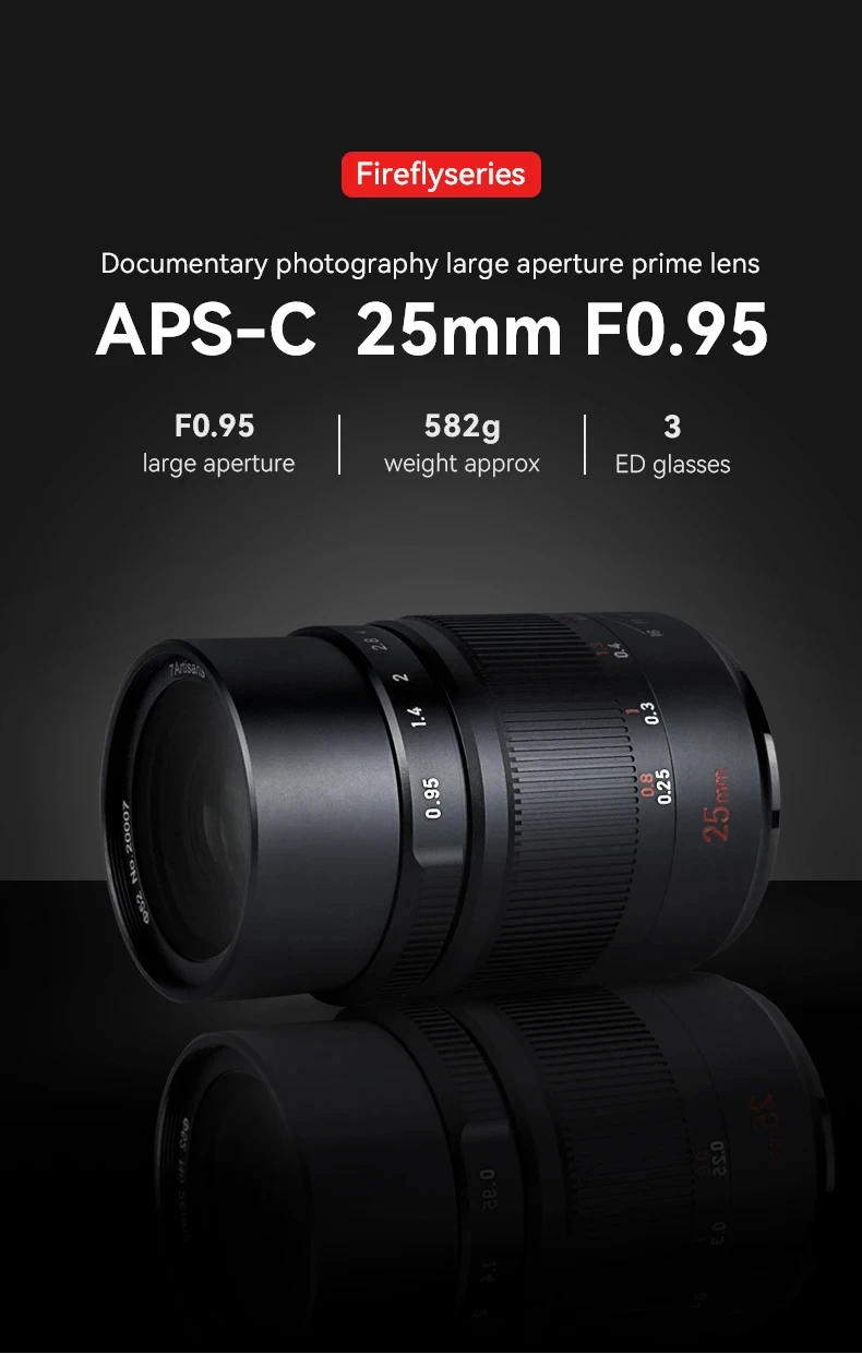 7 artigiani 25mm F0.95 APS-C lente Prime ad ampia apertura per Sony E ZVE10 Nikon Z Z fc Fuji XF Canon EF-M Canon RF Micro 4/3 Leica L