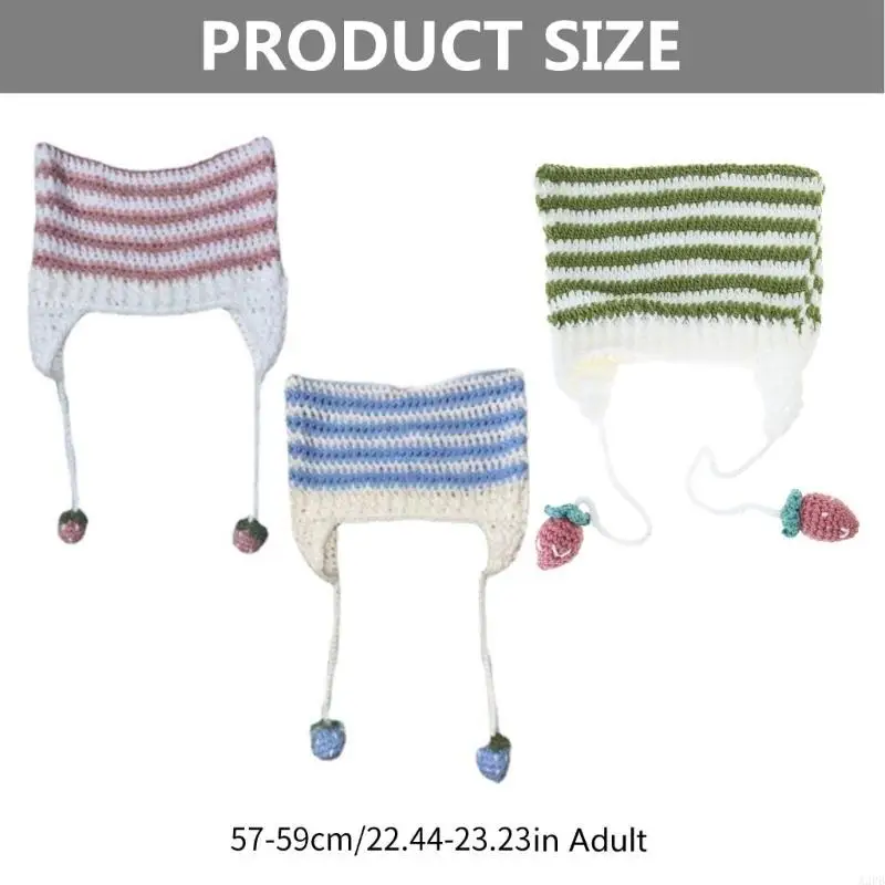 Joli chapeau d'oreille chat pour filles, cadeau pour ami, chapeau tricoté en Crochet doux