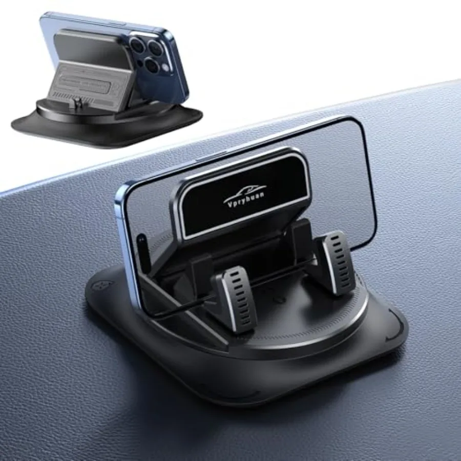 

360 Degree Rotation Dashboard Phone Holder for Car, Anti-Slip Grips and One-Hand Operation Car Cell Phone Mount with Adjustable