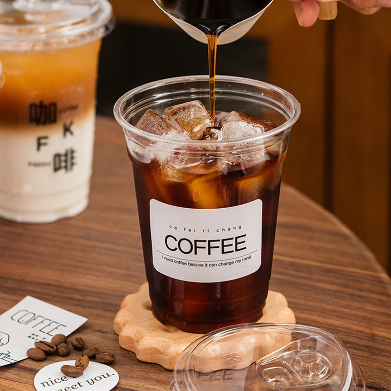 

20pcs Plastic Cups With Lids Disposable Cups For Iced Coffee Smoothie Milkshake Cold Drinks Birthday Party Supplies