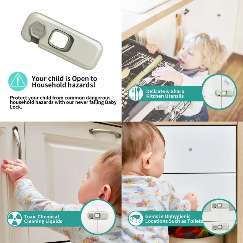 Verrou d'armoire de sécurité pour enfants, serrures de porte à main anti-pincement pour bébé, protection de sécurité, structure de sécurité pour réfrigérateur à domicile, 1/2 pièces