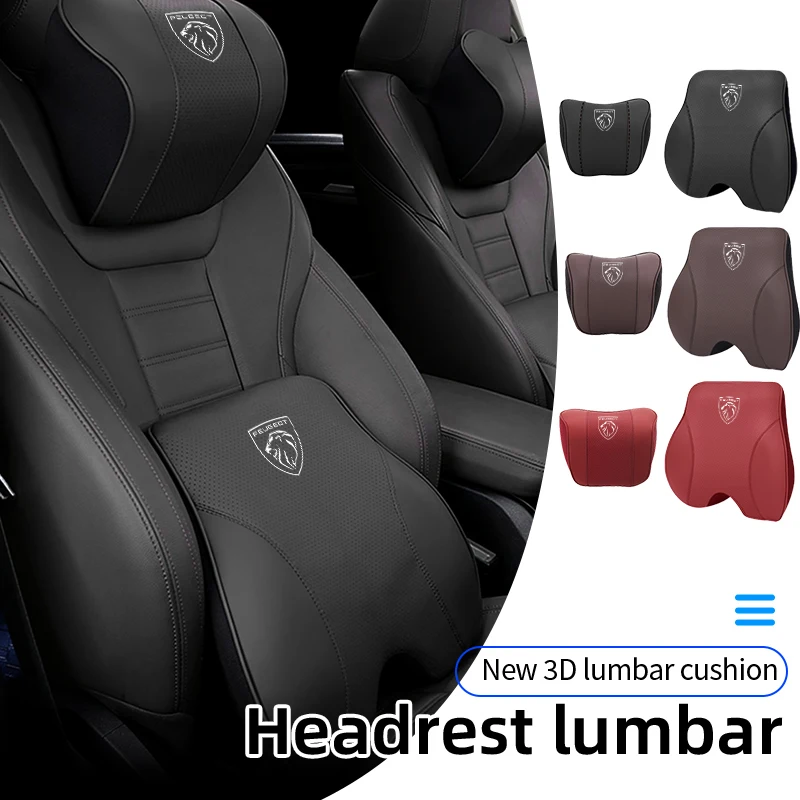 Car Headrest Neck Pillow Lumbar Support Waist Protector Cushion For Peugeot 2008 3008 307 308 206 207 208 407 508 5008 106 107