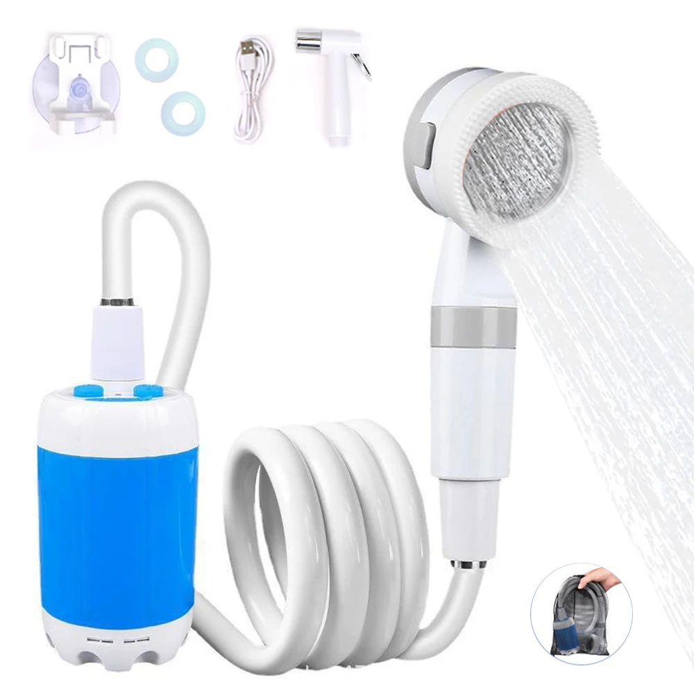 Portable Outdoor Shower Set Handheld Shower Head Adjustable Flow Camping Shower for Hiking Backpacking Beach Traveling