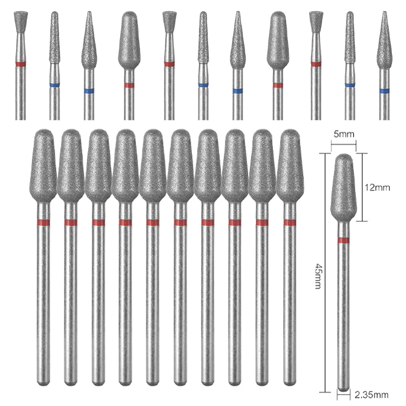 10 pz/set punte da trapano per unghie diamantate 1.5mm punta per cuticole professionale per trapano per unghie lucidatura fresa accessori per manicure