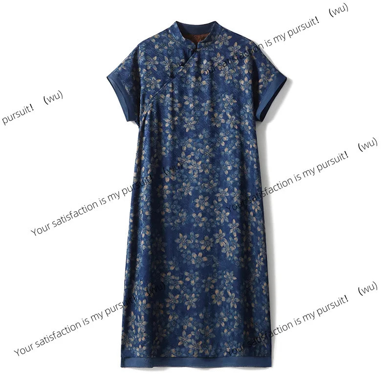 100％桑絹の花模様、羅香雲糸、新中国風シルク改良チャイナドレス、女性用Sサイズ