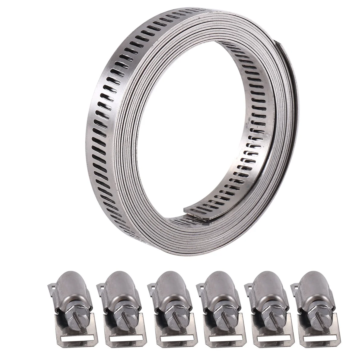 

304 Stainless Steel Worm Clamp Hose Clamp Strap with Fasteners Adjustable DIY Pipe Hose Clamp Ducting Clamp 7.9Feet