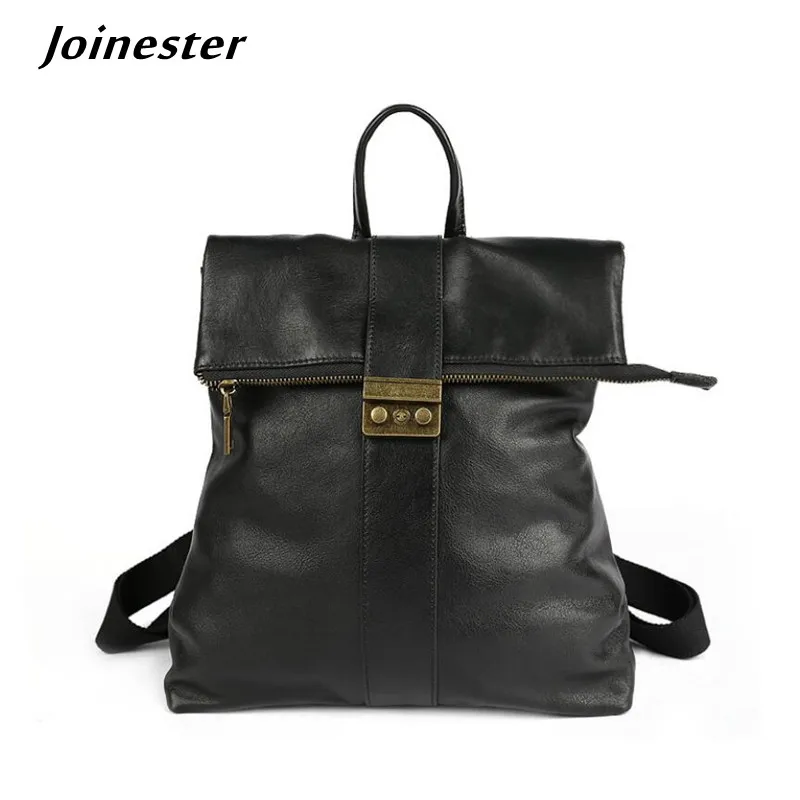 

Full-grain Leather Backpack Unisex Large Business Bag Laptop Computer Pack Vintage Black College Travel Daypack Anti Theft Tote