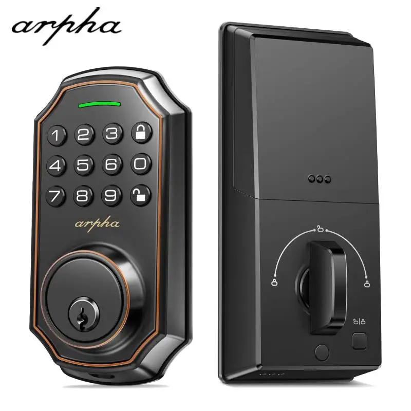 Arpha Smart Lock ‎D180 Keyless Door Lock with 100 Code 16 Anti-Peeping Password Electronic Keypad Deadbolt Low Battery Alarm